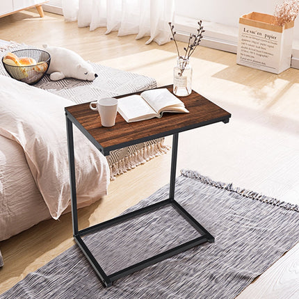 Laptop Side Table – Metal & Wood, 55x35x65 cm, Brown
