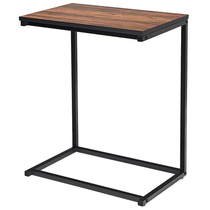 Laptop Side Table – Metal & Wood, 55x35x65 cm, Brown
