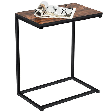 Laptop Side Table – Metal & Wood, 55x35x65 cm, Brown