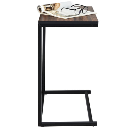 Laptop Side Table – Metal & Wood, 55x35x65 cm, Brown