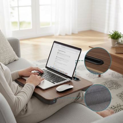 Laptop Tray with Phone Holder – Cushion for Bed & Sofa