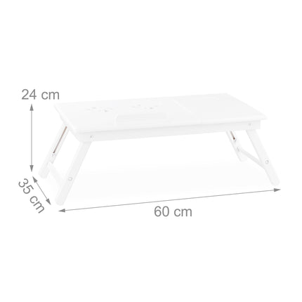 Laptop table in bamboo white