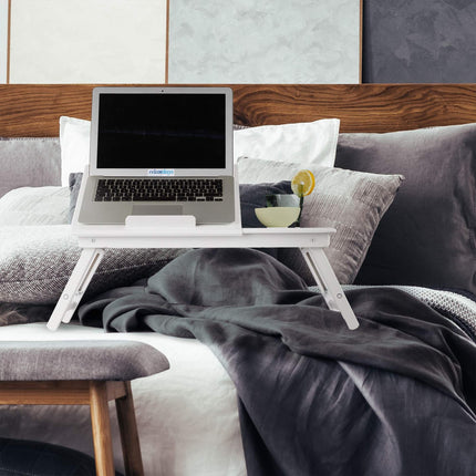 Laptop table in bamboo white