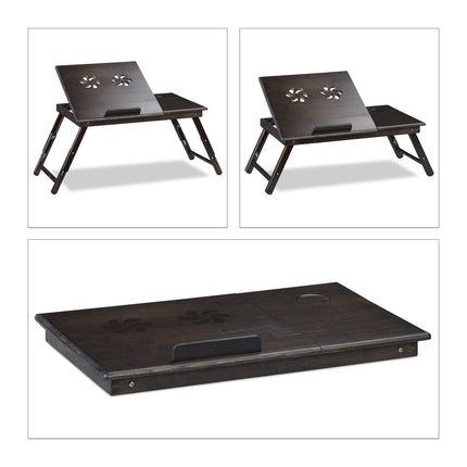 Laptop table in dark brown bamboo