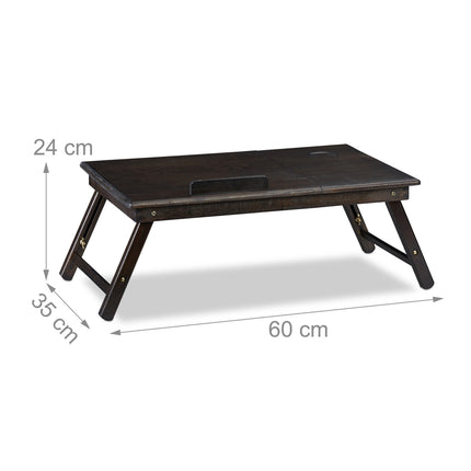 Laptop table in dark brown bamboo