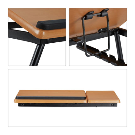 Laptop table with tiltable work surface