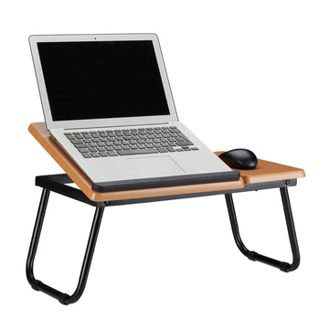 Laptop table with tiltable work surface