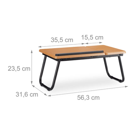 Laptop table with tiltable work surface
