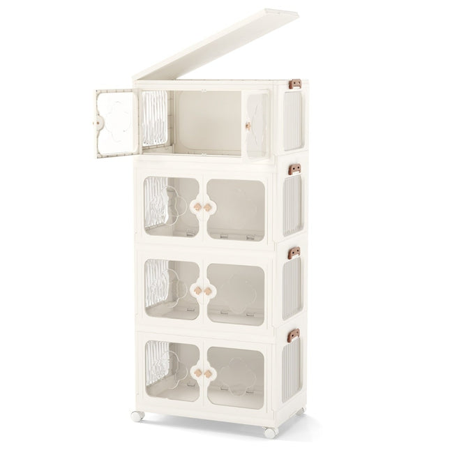 Large 212L Storage Box with Lid, Wheels, Clear Doors