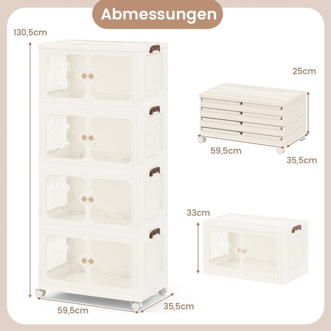 Large 212L Storage Box with Lid, Wheels, Clear Doors