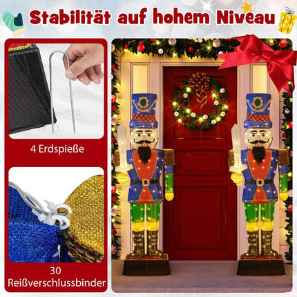Large 3D Nutcracker with Sword, 110 LED Lights, 184 cm