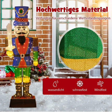 Large 3D Nutcracker with Sword, 110 LED Lights, 184 cm