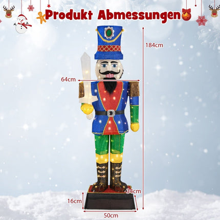 Large 3D Nutcracker with Sword, 110 LED Lights, 184 cm