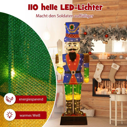 Large 3D Nutcracker with Sword, 110 LED Lights, 184 cm