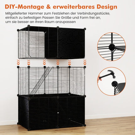 Large 3-Tier Cat Cage with Play Area, 74x47x110 cm