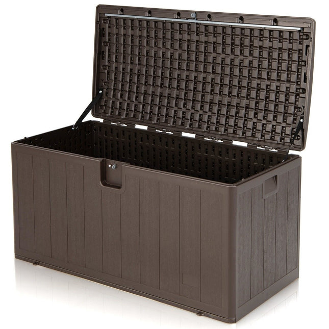 Large 400L Capacity Storage Box Sun Protected Chest 127.5 x 64 x 64 cm Brown