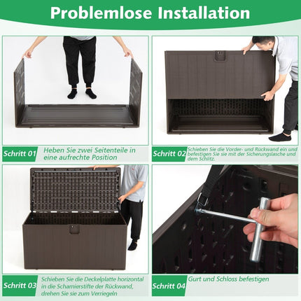 Large 400L Capacity Storage Box Sun Protected Chest 127.5 x 64 x 64 cm Brown