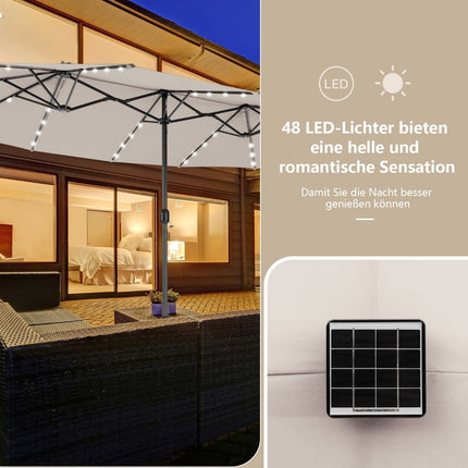 Large 470 cm Patio Umbrella with Solar LED Lights