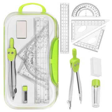 Large 7-Piece School Geometry Set with Compass