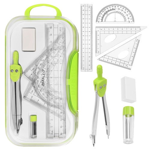 Large 7-Piece School Geometry Set with Compass