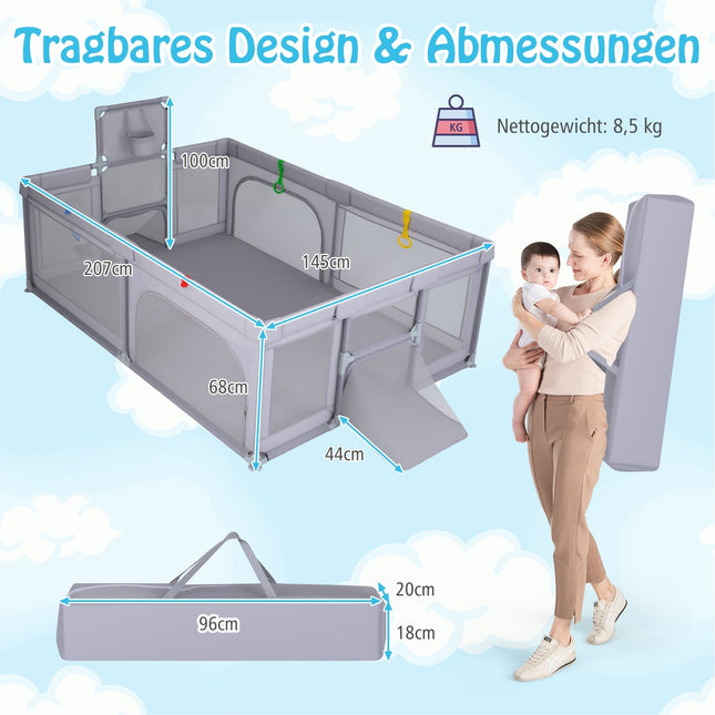Large Baby Playpen with Basketball Hoop & Soccer Nets