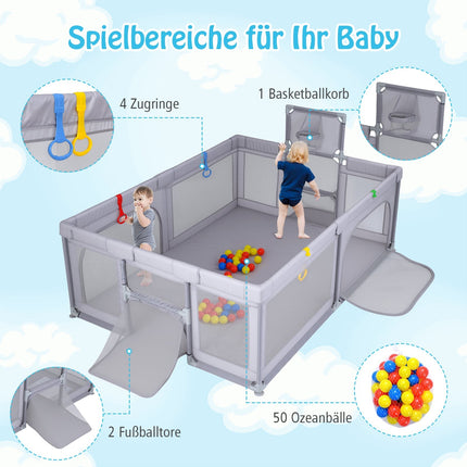 Large Baby Playpen with Basketball Hoop & Soccer Nets