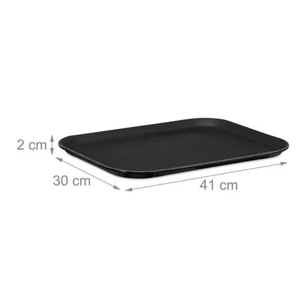 Large Black Serving Tray, 41x30cm, Non-Slip