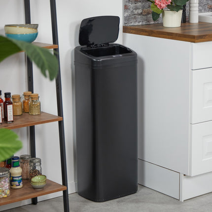 Large Black Steel Kitchen Bin with Sensor
