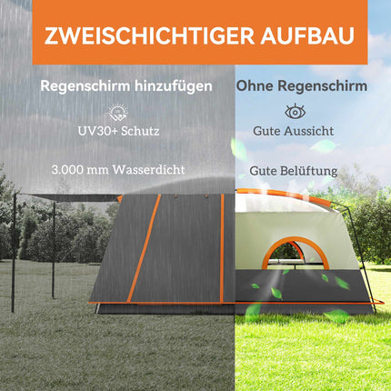 Large Camping Tent, 4-6 Person, 2 Rooms, Waterproof