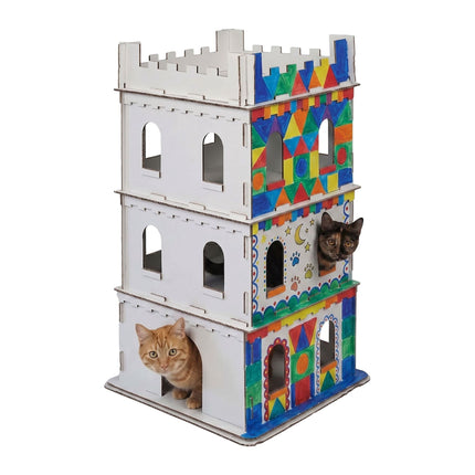 Large Cardboard Cat House – 3-Level, Easy Assemble