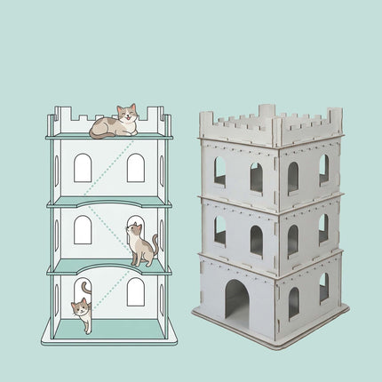 Large Cardboard Cat House – 3-Level, Easy Assemble