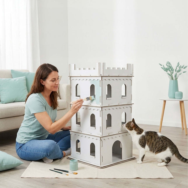 Large Cardboard Cat House – 3-Level, Easy Assemble