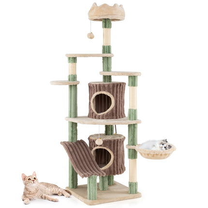 Large Cat Tree with 2 Caves, Sisal Posts, Plush Perches