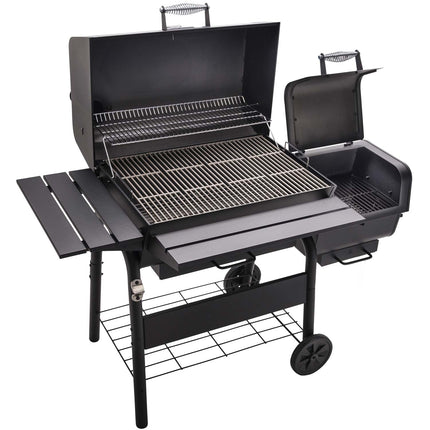 Large Charcoal Grill with Adjustable Grate and Thermometer