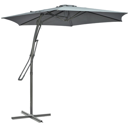 Large Dark Grey Patio Umbrella with Stand, Metal Frame