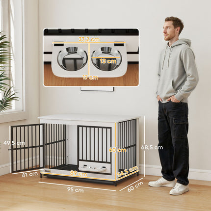 Large Dog Crate, Lockable, Easy Access, Swivel Bowl Holder