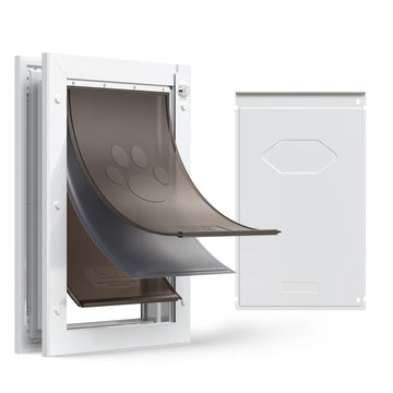 Large Dog Door – 3 Magnetic Flaps, Metal Frame, White