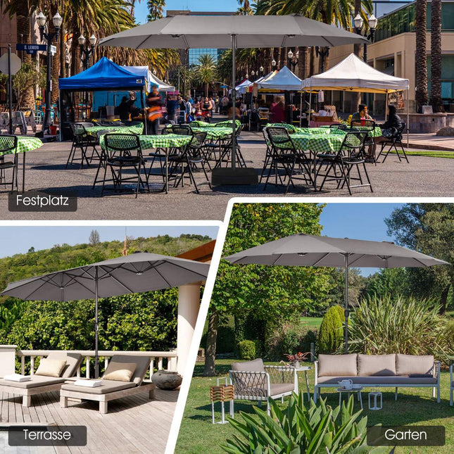 Large Double Canopy Market Umbrella with Crank & UV Protection