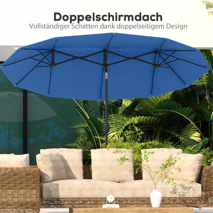 Large Double Patio Umbrella, Adjustable Tilt, Polyester