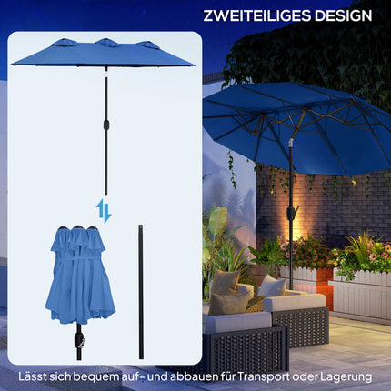 Large Double Patio Umbrella, Adjustable Tilt, Polyester