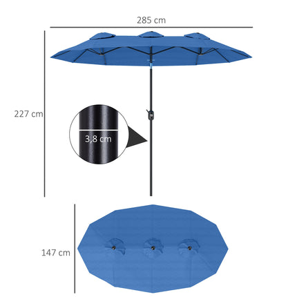 Large Double Patio Umbrella, Adjustable Tilt, Polyester