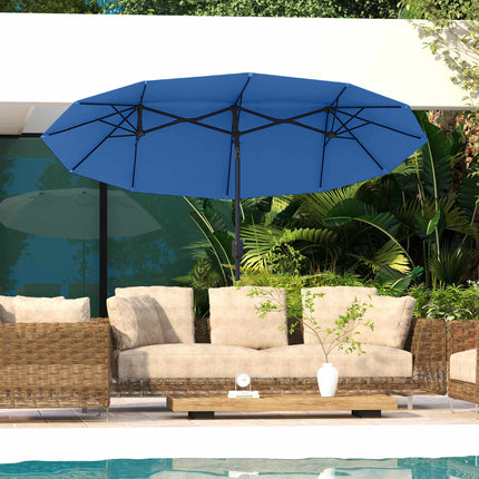 Large Double Patio Umbrella, Adjustable Tilt, Polyester