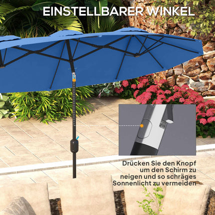 Large Double Patio Umbrella, Adjustable Tilt, Polyester