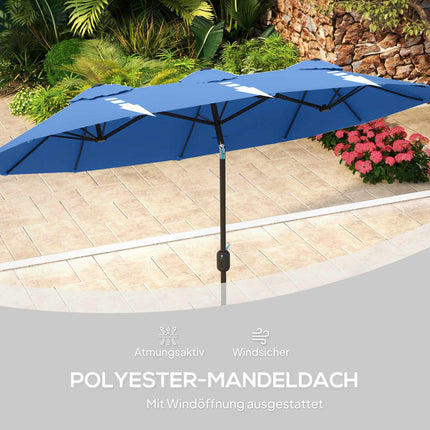 Large Double Patio Umbrella, Adjustable Tilt, Polyester