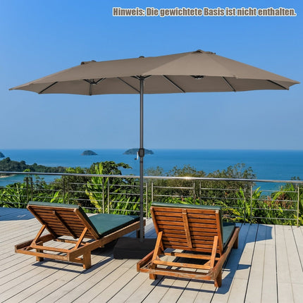 Large Double Umbrella with Crank, UV Protection, Brown