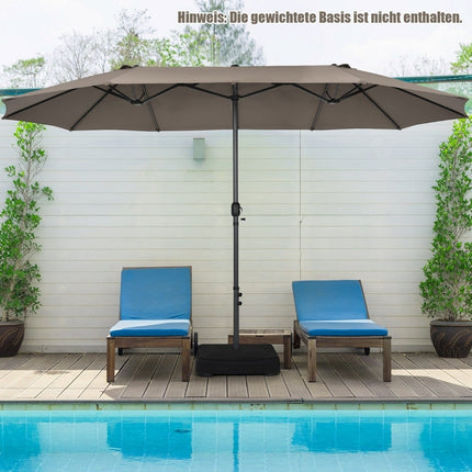 Large Double Umbrella with Crank, UV Protection, Brown