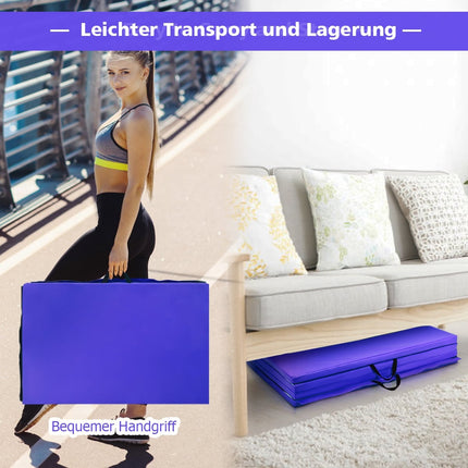 Large Foldable Gymnastics Mat with Handles, 5cm Thick