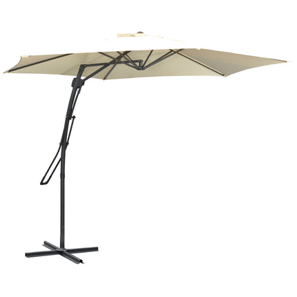 Large Garden Parasol with Stand, Cream, UV30+ Polyester
