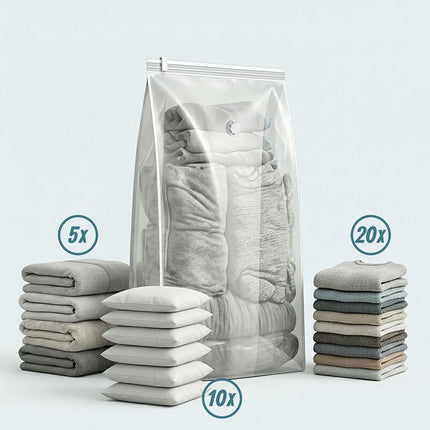 Large Gray Vacuum Storage Bags, 100x80 cm, Pack of 12