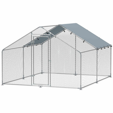 Large Metal Chicken Coop with Waterproof UV Cover